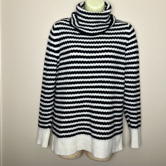 Banana Republic Filpucci Italian Black/White Striped Wool Blend Sweater Size M - Picture 1 of 11